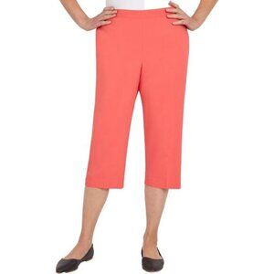 NWOT Alfred Dunner Womens Pink High Rise‎ Solid Stretch Carpi Pants Size 14P